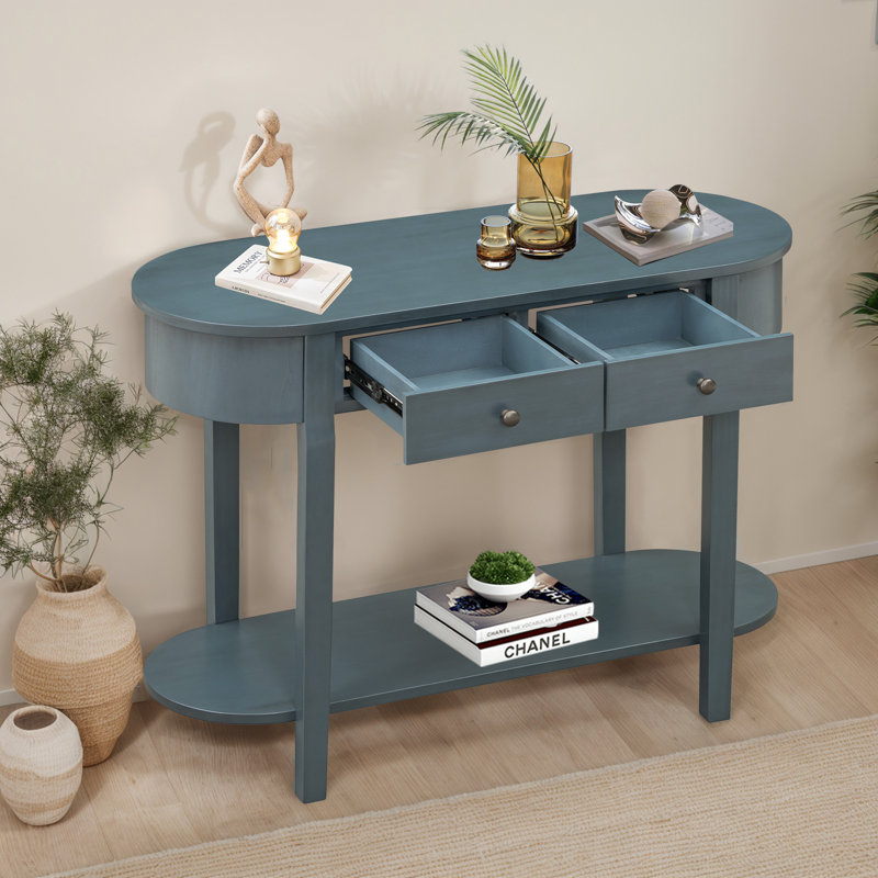 Console Table With Curved Design, Navy