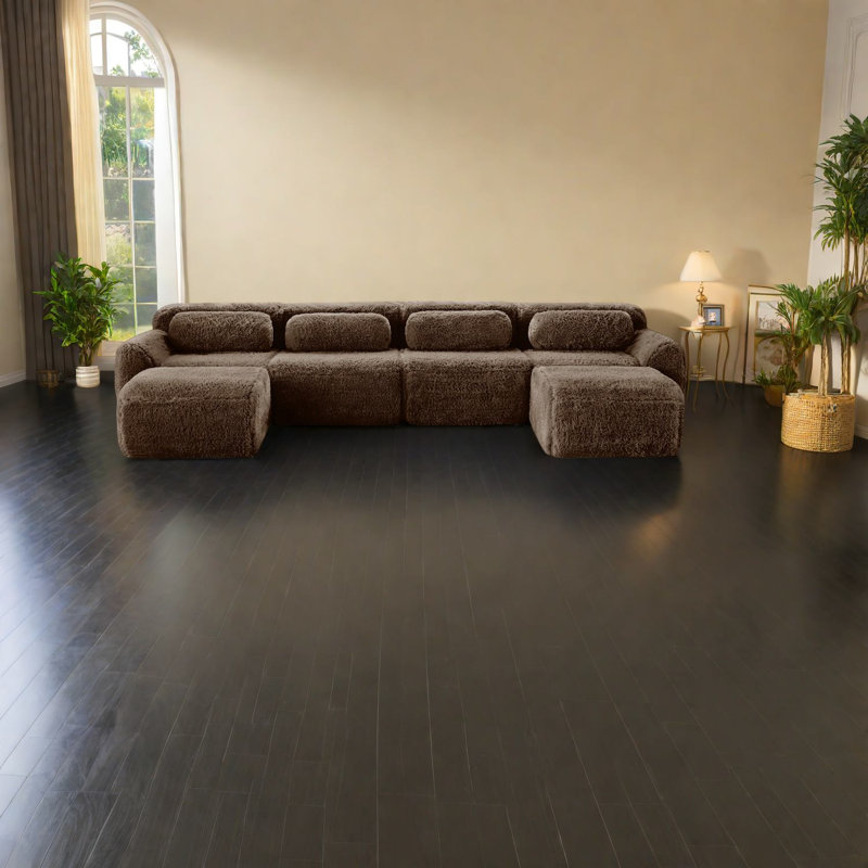 Canapés ergonomiques en peluche, finition chocolat, aucun assemblage requis, idéal pour les salons et les études