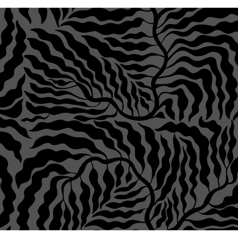 Fern Fronds Wallpaper, Black