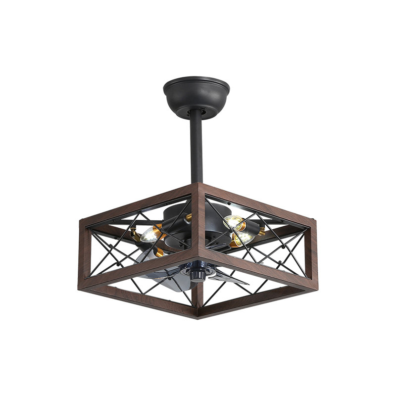 18Inch Caged Ceiling Fan With Lights Remote Control For App