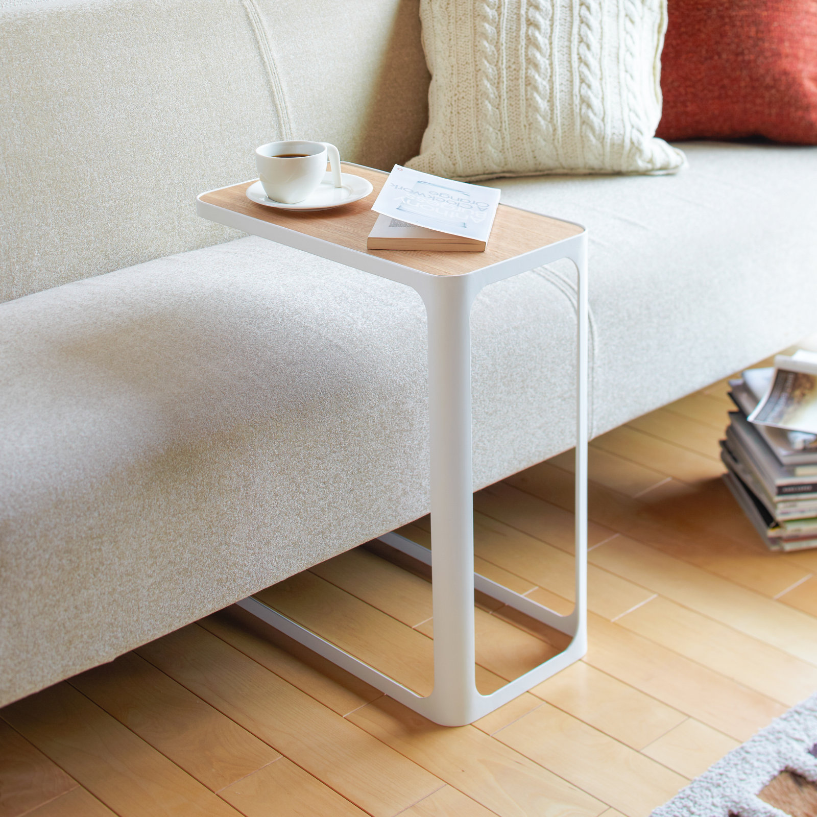 9" Walnut End Table, White