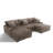 5 - Piece Upholstered Light Brown Faux Rabbit Fur Flannel Modular Sectional Sofa with Throw Pillows & Removable Ottomans-29723052