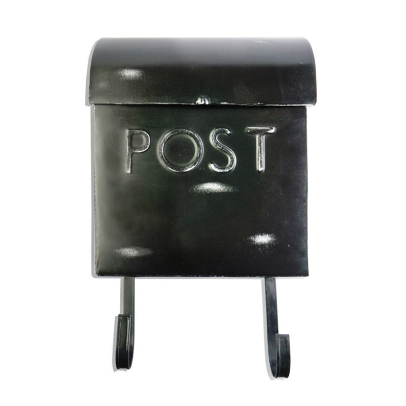 Boîte aux lettres murale poteau Euro, H 12,8 po x l 11 po x P 4,2 po, Rustique / Noir