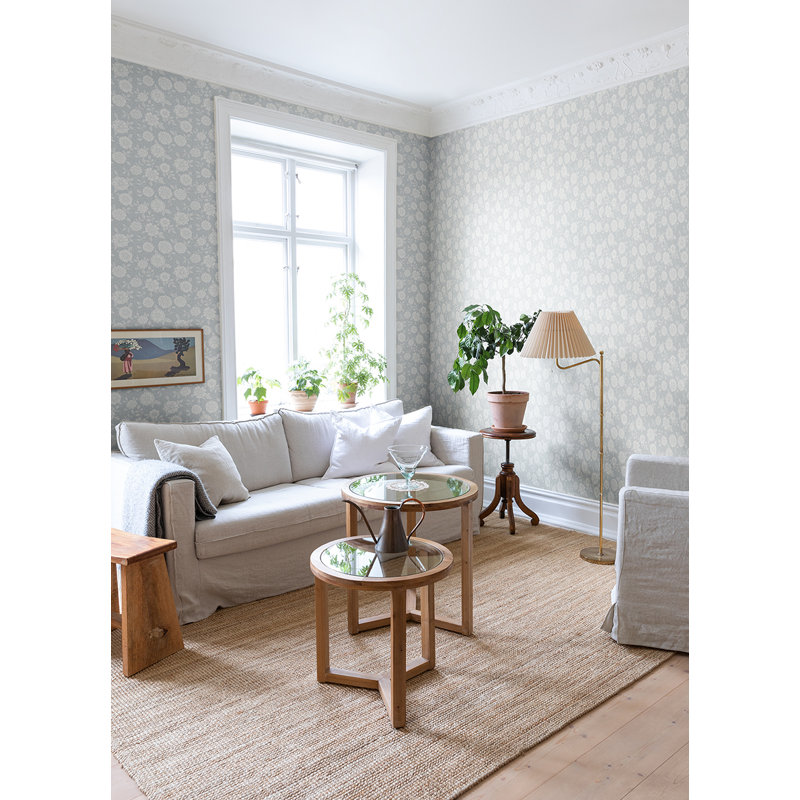 Ingrid Floral Wallpaper Roll, Light Blue