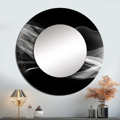 Sihveri noir blanc contemplatif Abstraction I - miroir décoratif de vagues