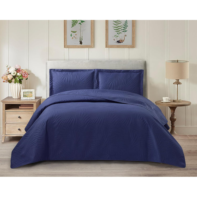 Microfiber Solid Colour Bedspread with Pillow Shams, Kingsize Bedspread + 2 Shams, Aubergine