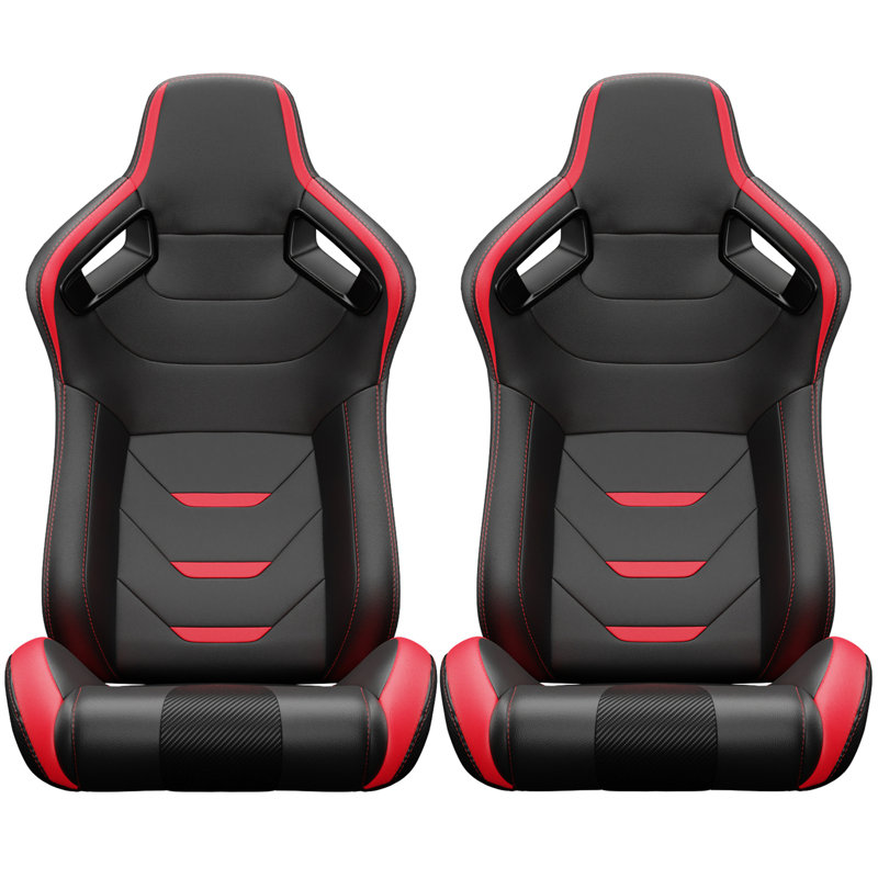 2PC Universal Bucket Racing Seats, Red