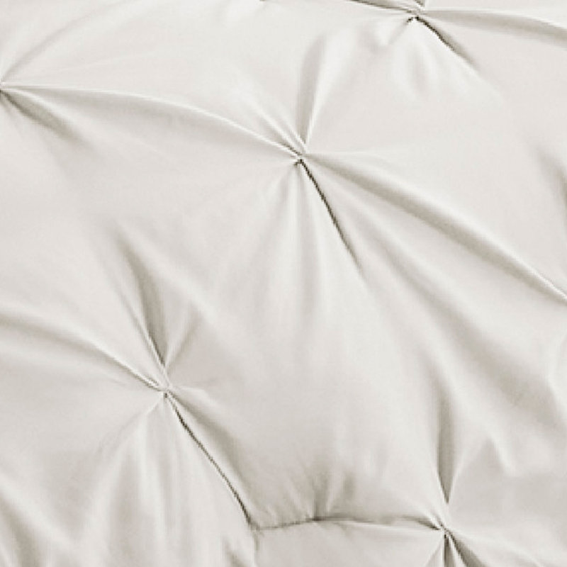 Bedsure Twin-XL Pintuck Bed-in-a-Bag- Ivory Pinch Pleat Comforter with Sheets, Pillowcases & Shams, Ivory