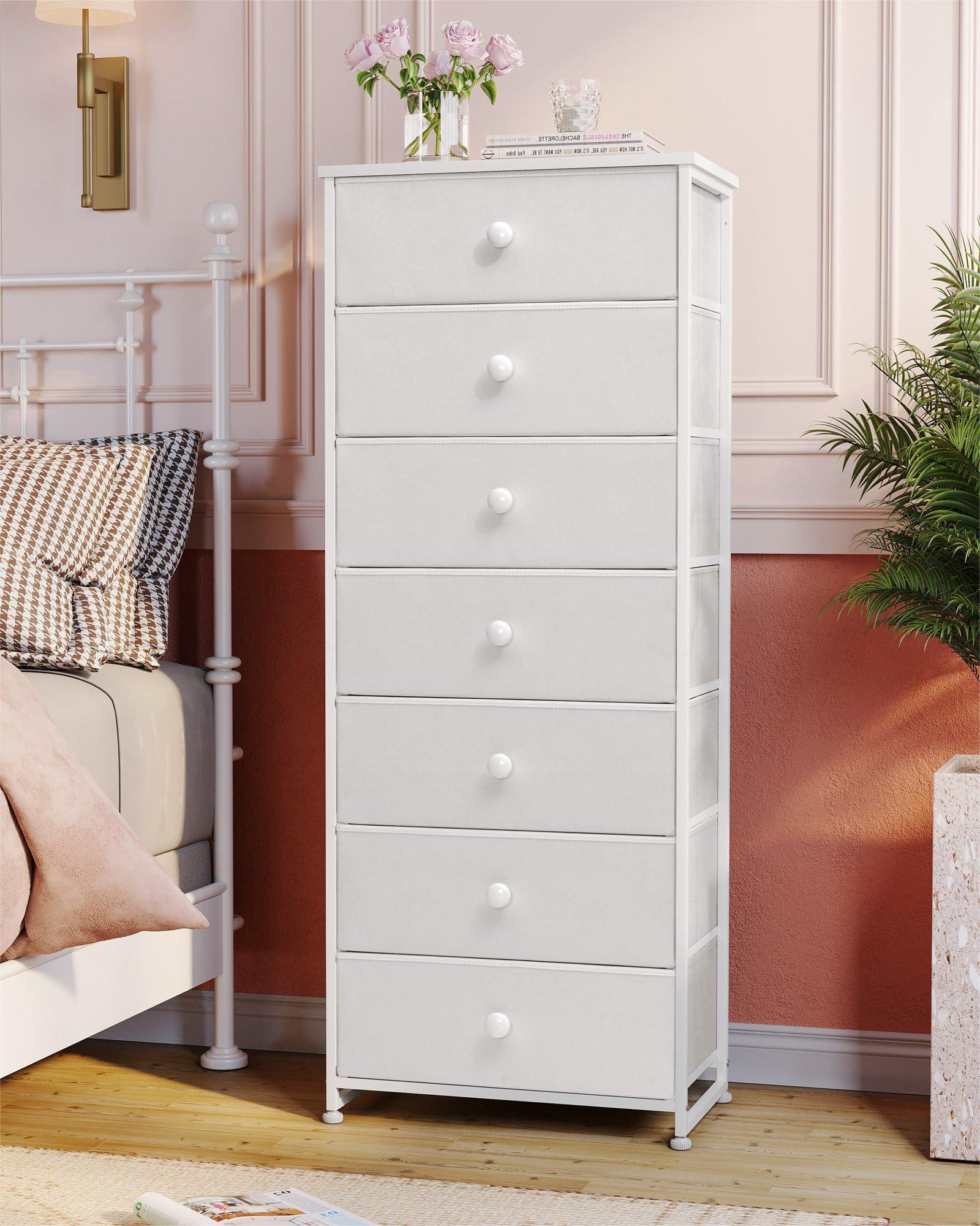 Ebern Designs Tall Dresser, 7-Drawer Fabirc Storage Tower, Chests Of Drawers - Vertical ...