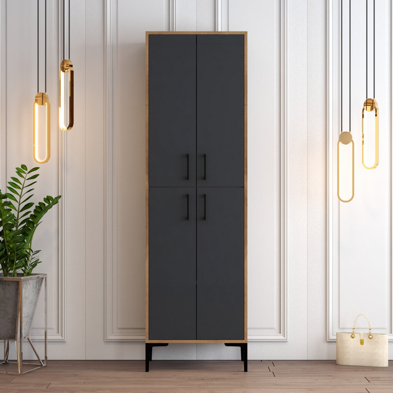 15 Pair Shoe Storage Cabinet, Walnut/Anthracite