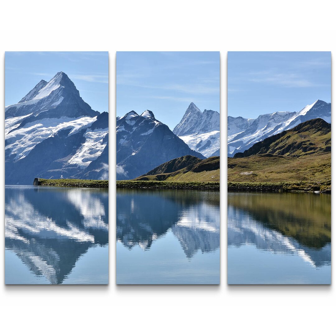 3-tlg. Leinwandbilder-Set Bergsee mit schneebedeckten Bergen - Schweiz