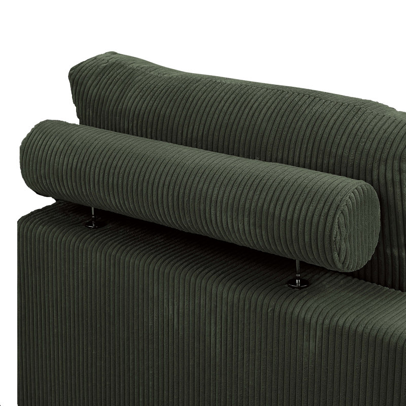 Lynniah Corduroy L-Shaped Sectional, Right Hand Facing, Dark Green 