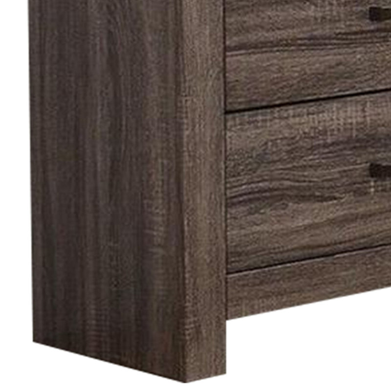 Commode large 7 tiroirs 59 pouces Soma de Soma, poignées de barre en métal, gris chêne
