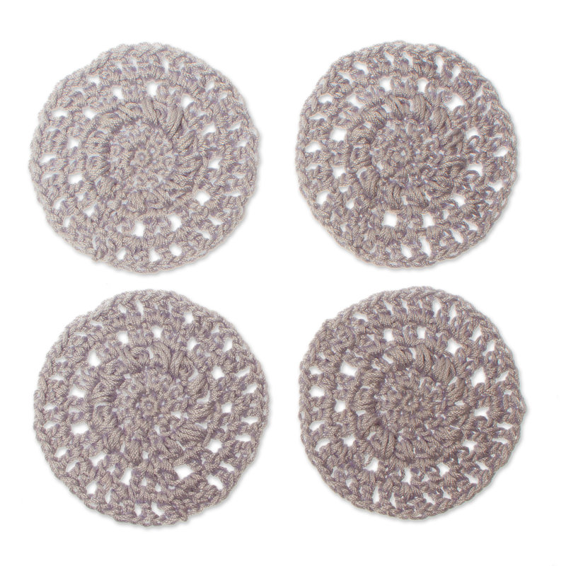 Ensemble de sous-verres crocheté à la main bleu clair et gris (ensemble de 4)