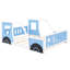 Lit bleu en forme de voiture pleine grandeur avec roulettes - Fabrication en pin et portes de style voiture Fenêtres pour intérêt Rails à lattes prêts pour le matelas Assemblage simple requis Classic In Made Caractéristiques supplémentaires Allure-35167555-35167553