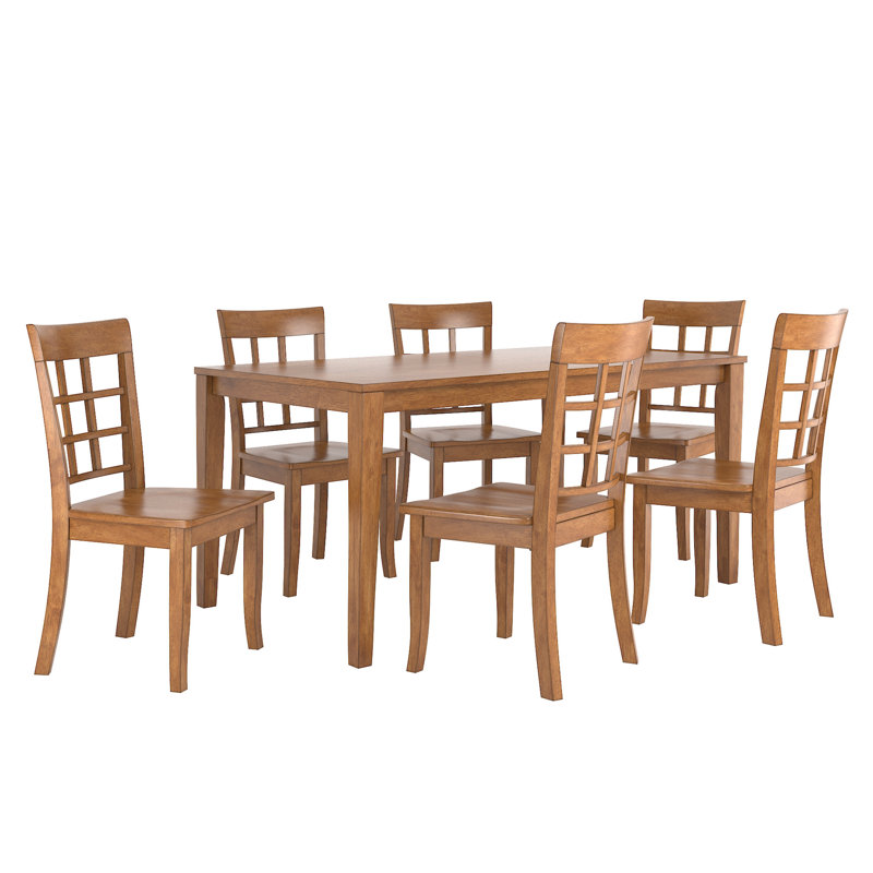 Alexa-Mae 6 - Person Solid Wood Top Four Leg Dining Set, Oak