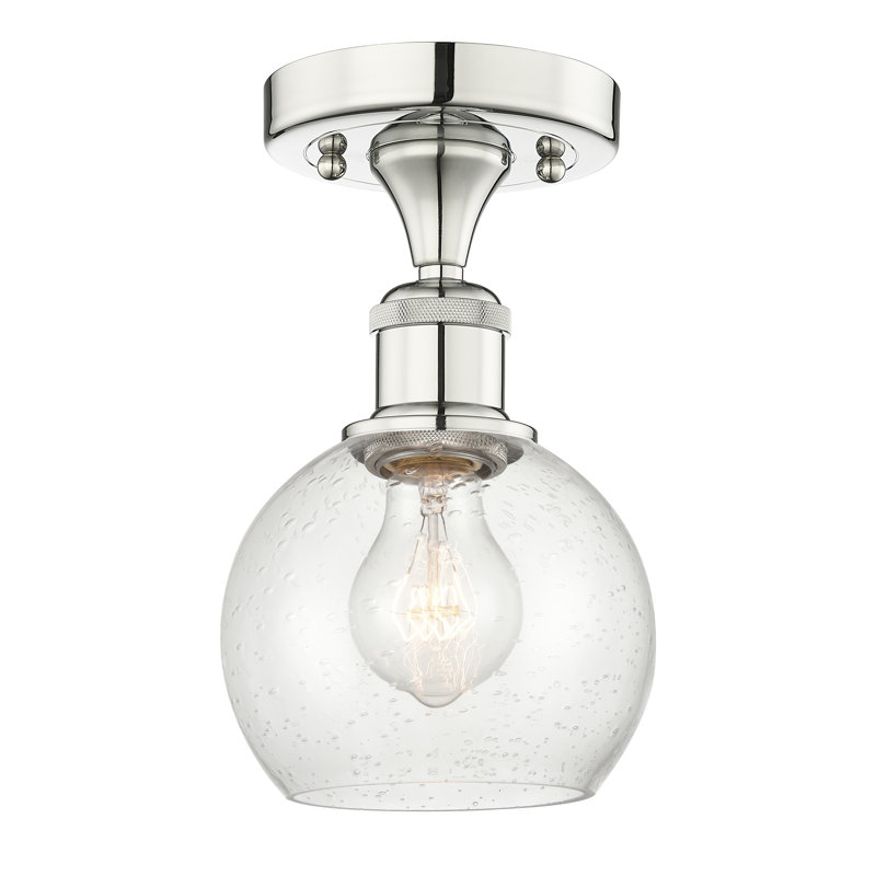 Daris Glass Semi Flush Mount, 9.88" H x 6" W x 6" D, Polished Nickel