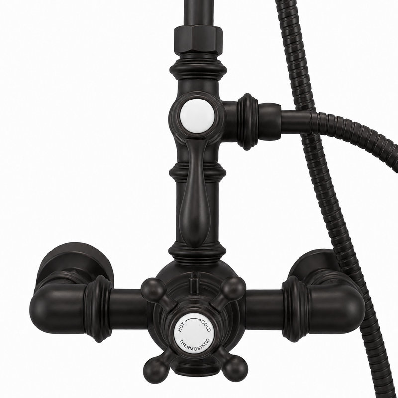 Système de douche thermostatique exposé au mur 36 po avec douche à main 1,75 gallons par minute et poignées levier / croix