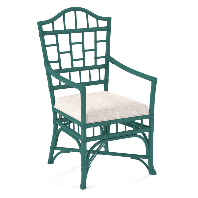 Chippendale Upholstered Arm Chair, Java, White Sugar Performance; 0863-91