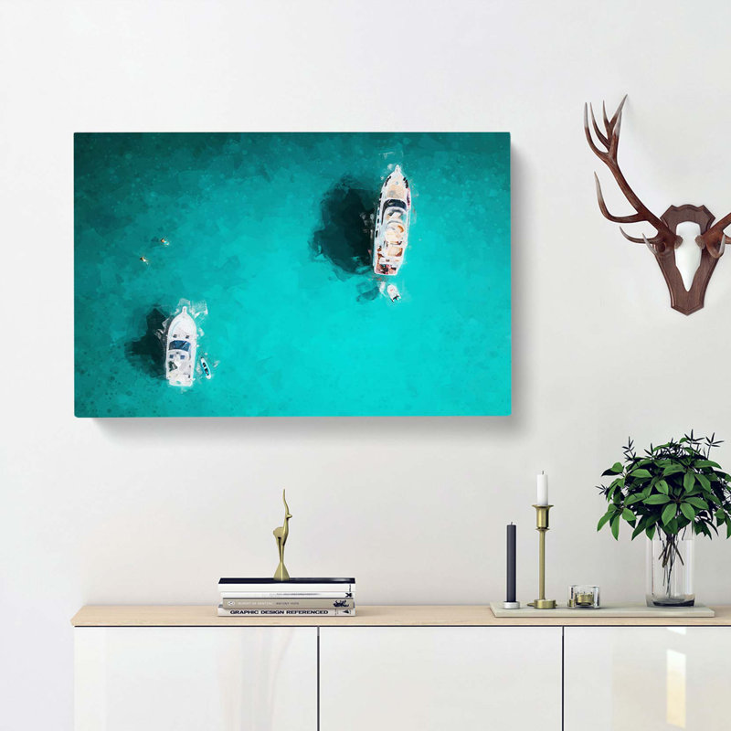 Two Yachts In Corsica In Abstract - Wrapped Canvas Painting, 60cm H x 91cm W x 3cm D