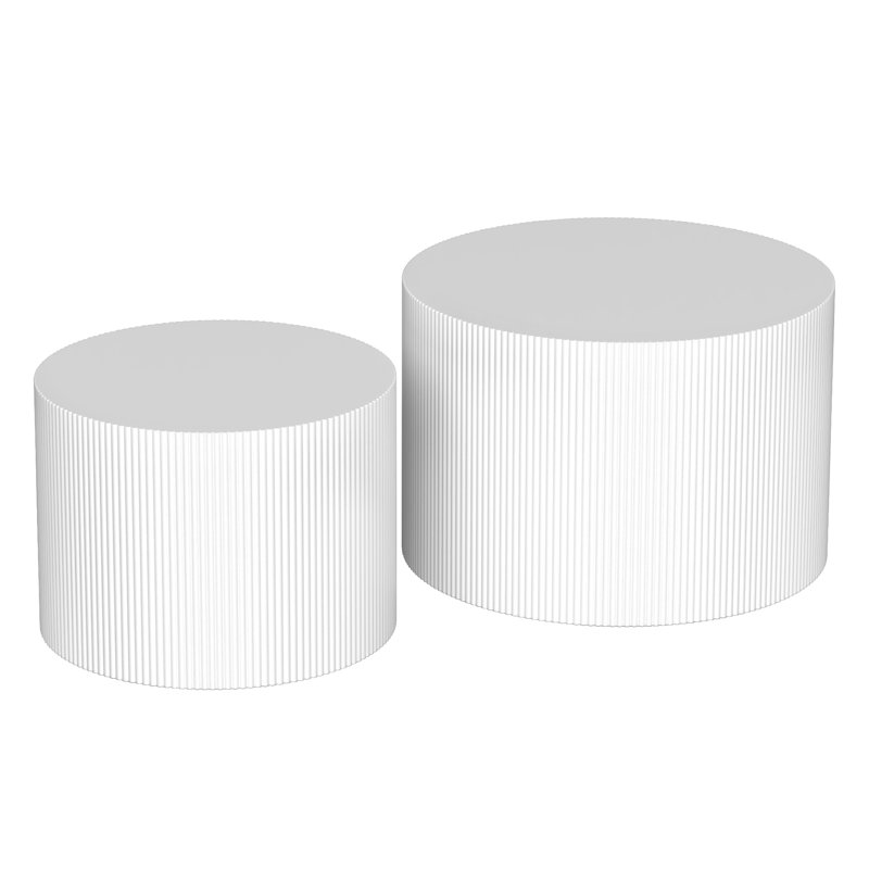 23.6" Round Nesting Coffee Table Set, White