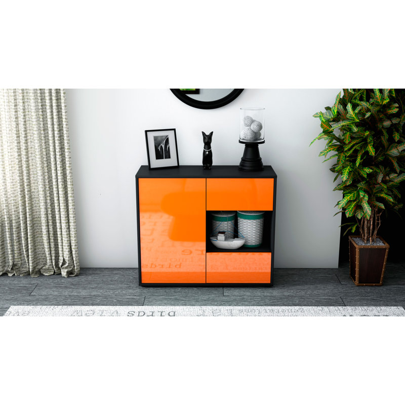 Quebec 92cm Sideboard, Anthracite/High-gloss orange
