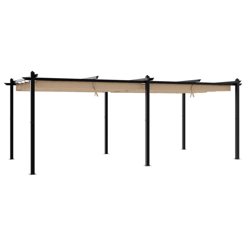 Garden Gazebo With Retractable Roof Aluminium, Taupe, 220cm H x 600cm W x 300cm D