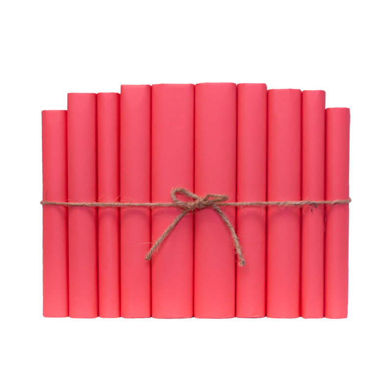 Decorative Books - Raspberry Blush Paper Wrapped Book Bundle - 1 Foot of Pink Books
