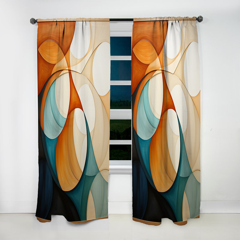 Rideau obscurcissant orange Mid Century, L 52 po x L 90 po