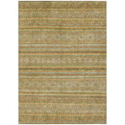 Ysadora Aloe Washable Indoor-Outdoor Rug - LOOMLAN