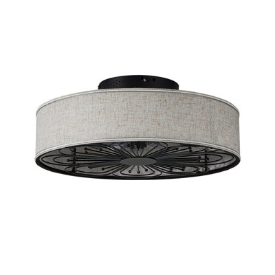 Ventilateur de plafond de style lanterne de 20 pouces, ventilateur de faible hauteur, avec télécommande, ventilateur silencieux réversible à 6 vitesses (sans l'ampoule), adapté au salon, à la chambre à coucher, noir