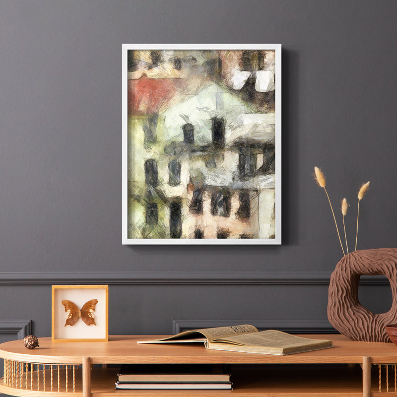 Stacked House II, reproduction encadrée - bois massif, Cadre simple blanc, H 14 po x l 11 po
