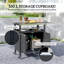 Chariot de barbecue extérieur avec table d'appoint pliable, noir