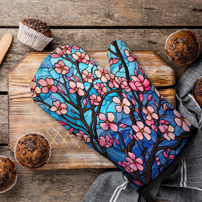 Glass Blooms Oven Mitt Cotton Twill