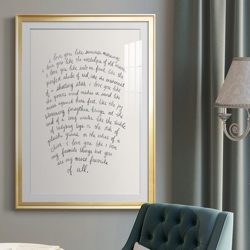 Lettre à un amoureux I - reproduction de cadre photo, Cadre doré, H 30,5 po x l 22,5 po x P 1 po
