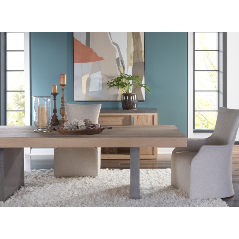 Gray and Brown Rectangular European Oak Dining Table