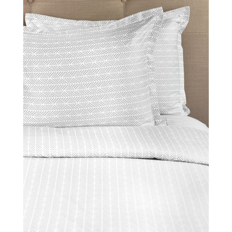 Arrows Satin Geometric Shapes Duvet Cover, Twin, Gray/White