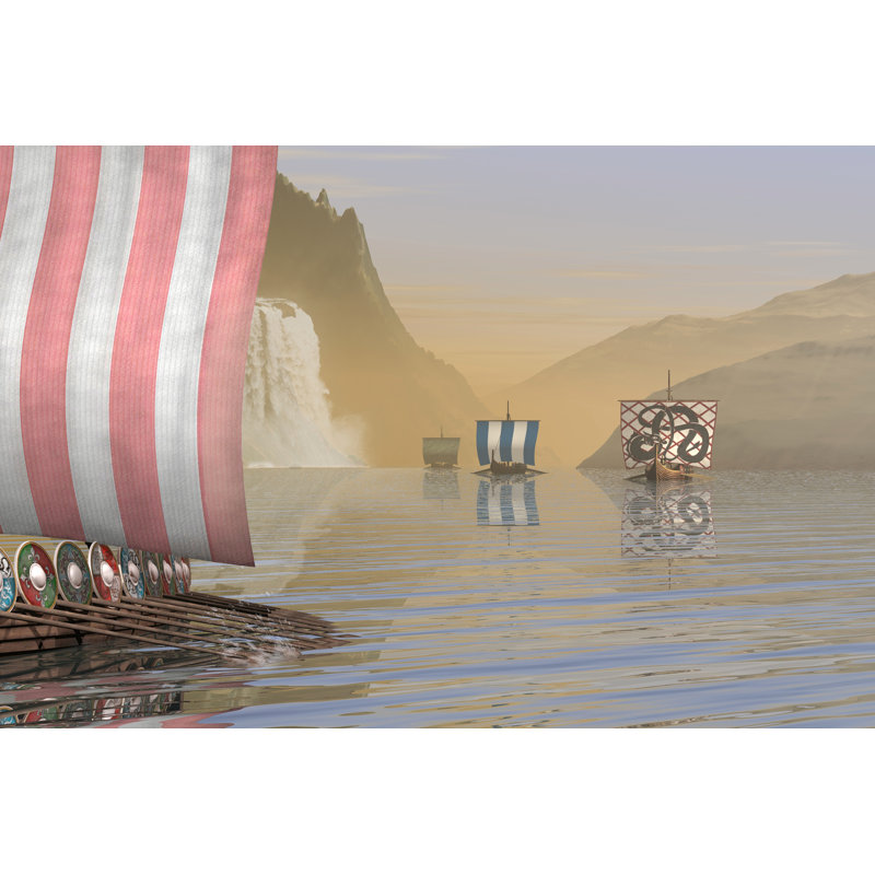 Viking Longship - Photographie sur toile tendue, H 8 po x l 12 po x P 1 po