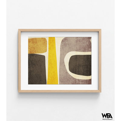 «Organic Shapes And Lines X» par Irena Orlov, décor abstrait jaune, impression d'art sur fond brun, impression d'art abstrait