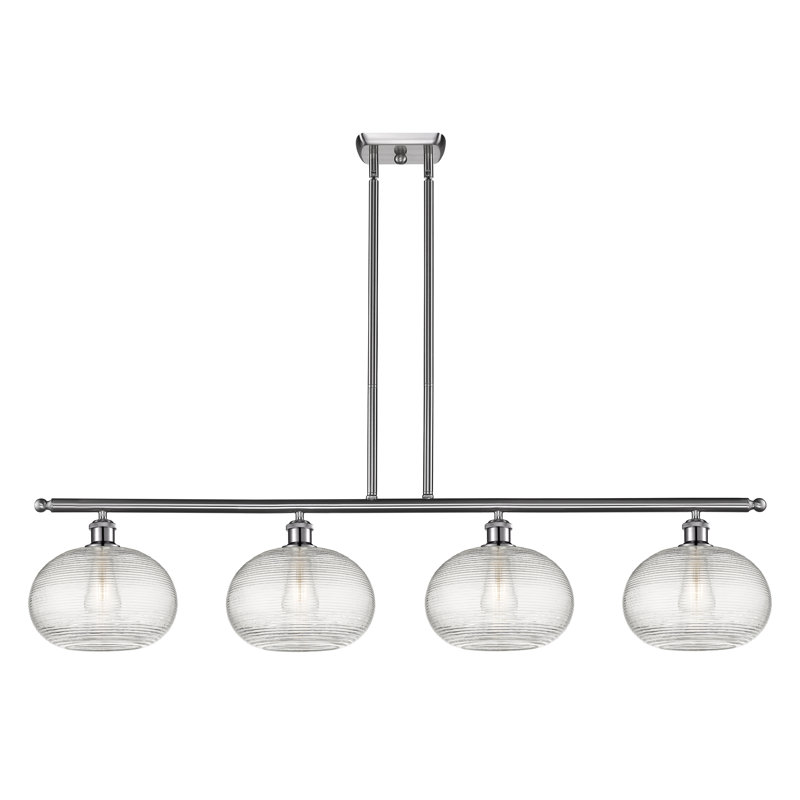 Luminaire suspendu pour îlot de cuisine 4 lumières Larrick, Nickel satiné brossé