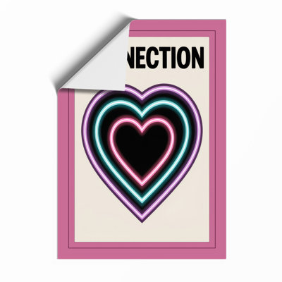 Connection in Neon Hearts Typography - Framed Print