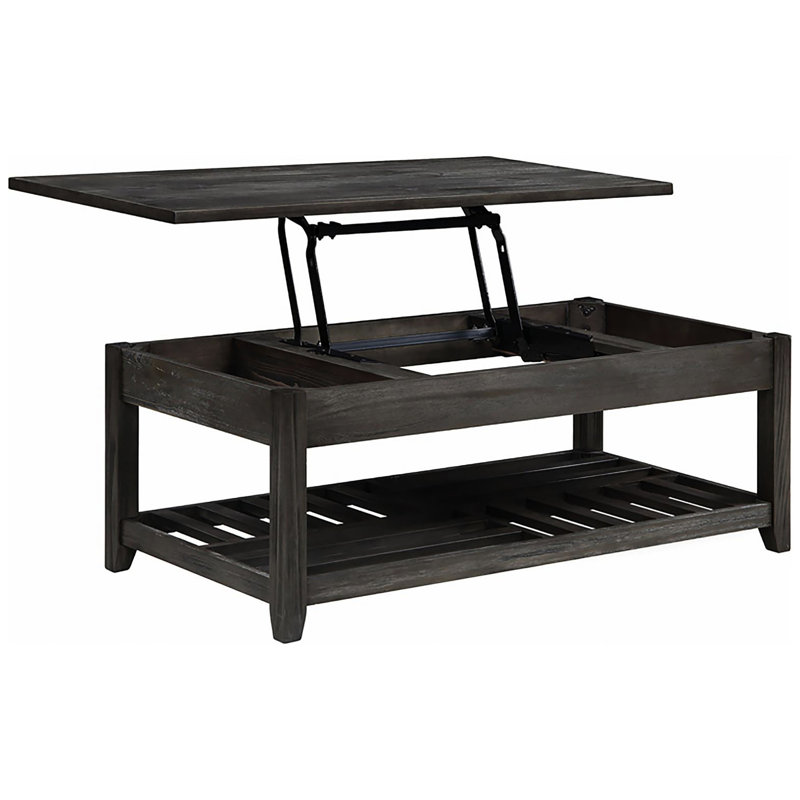 Versatile Grey Coffee Table With Lift Function And Modern Appeal Stylish Rectangular Top Practical Shelf