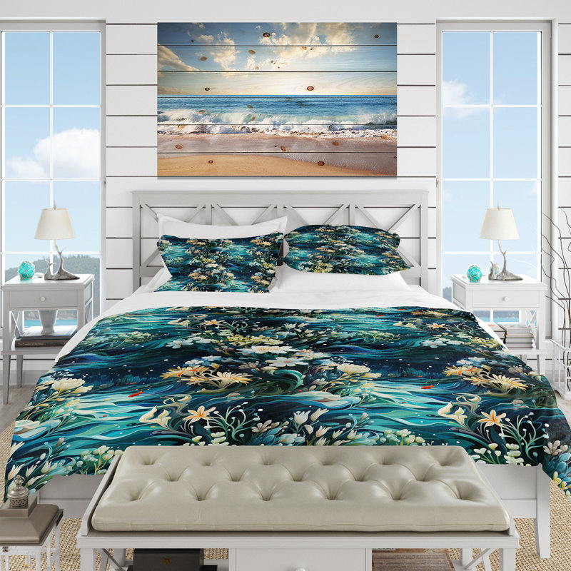 Ensemble de housse de couette Oceanic Dreamscape, Housse de couette pour très grand lit et 2 très
