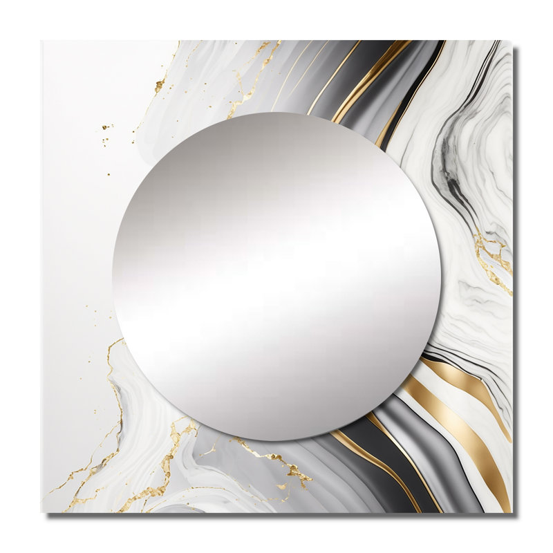 Elmor - Art mural abstrait miroir carré pour salle de bain, 29 po x 29 po