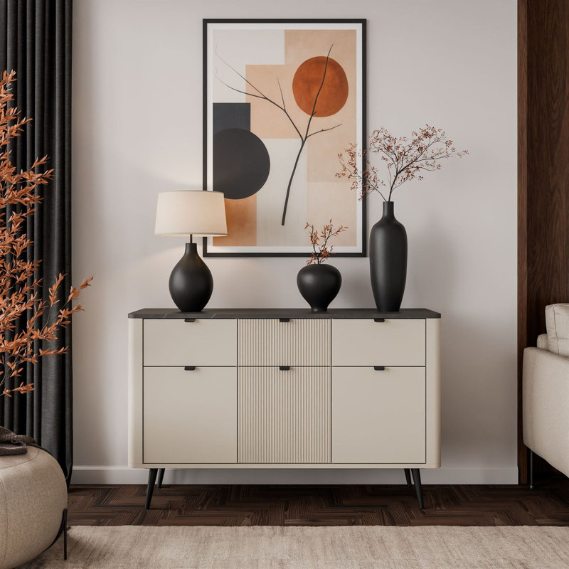 130cm Sideboard, cashmere / grey stone