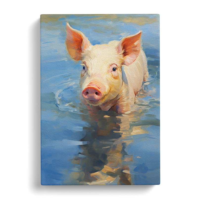 Pig Impressionism No.2 - Wrapped Canvas Print, 60cm H x 40cm W x 3cm D