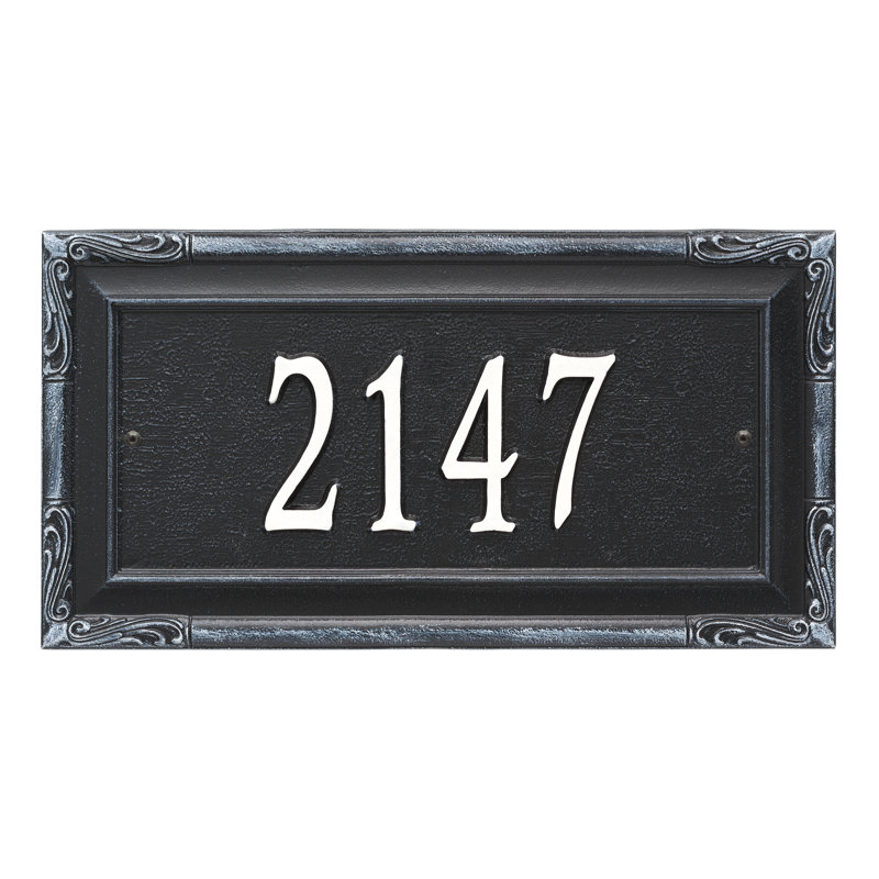 Plaque d'adresse murale 1 ligne personnalisée Gardengate, Noir / Blanc, Oui