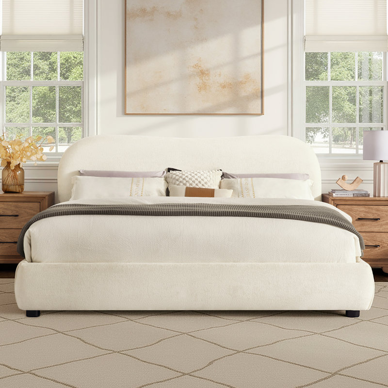 Gervais Modern Curved Upholstered Storage Bed, King