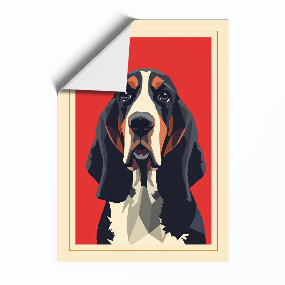 Basset Hound Portrait Modern - Framed Print