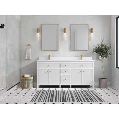 72'' Double Bathroom Vanity with Quartz Top